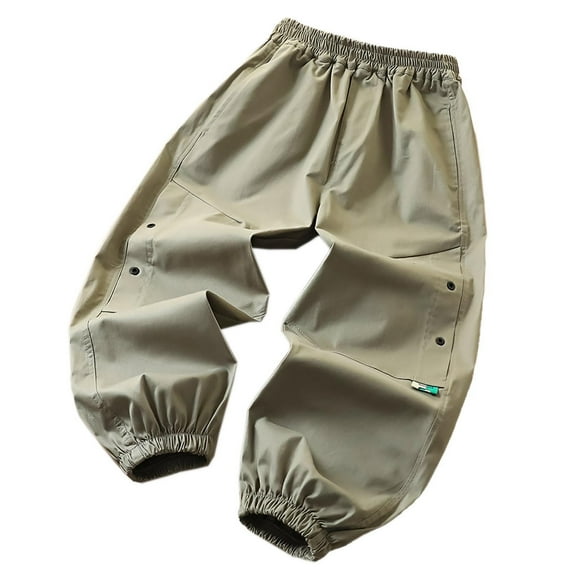 ZACPNCV Boys Baggy Sweatpants Straight Wide Leg Open Bottom Casual Pants Elastic Waist Workout Athletic Joggers Pockets Sweat Pants Olive Green 8-9 Years