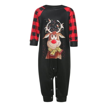 

LisenraIn Family Christmas Pajamas Matching Sets Plaid Reindeer Long Sleeve Top Pants Pjs Sleepwear