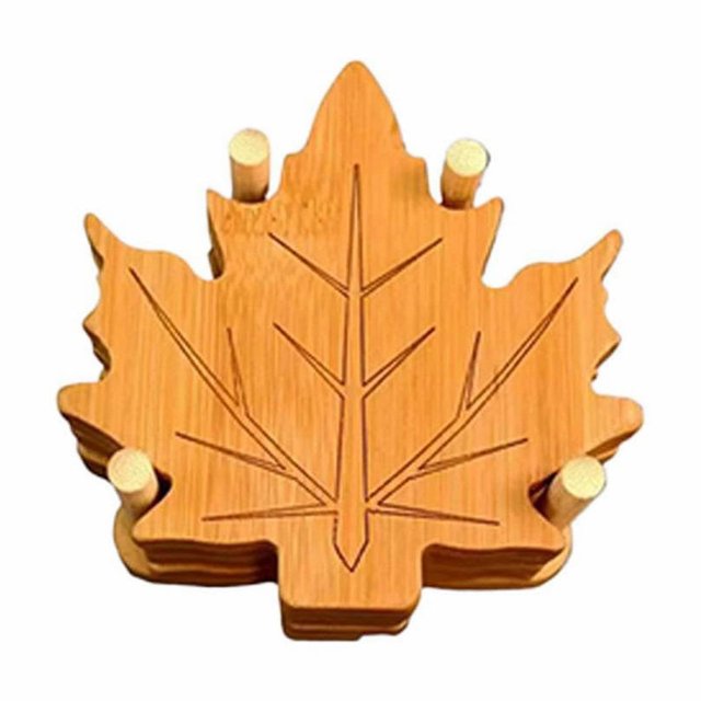 Support de Pot Résistant à la Chaleur en Forme de Triangle pour Plats Chauds Casseroles Poêles Design Érable Napperons en Bois Antidérapant Protège-Tabouret pour Table de Dîner de Noël