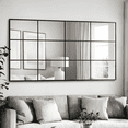 thumbnail image 3 of Wall Mirror 30" x 55", Window Pane Grid Mirror Modern Style for Bedroom, Living Room, Bathroom, Rectangular Black Aluminum Framed, 3 of 8