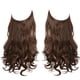 thumbnail image 1 of Nvzi Extensión de cabello invisible con hilo de pescar, fibra sintética larga ondulada y rizada, estilo diadema ajustable, 40 cm (16 pulgadas), color marrón, 1 pieza., 1 of 5