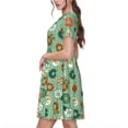 thumbnail image 2 of Easygdp Christmas Donuts para Vestido Transpirable de Mujer, Vestido Suelto de Manga Corta con Pliegues y Bolsillos para el Verano, 2 of 6
