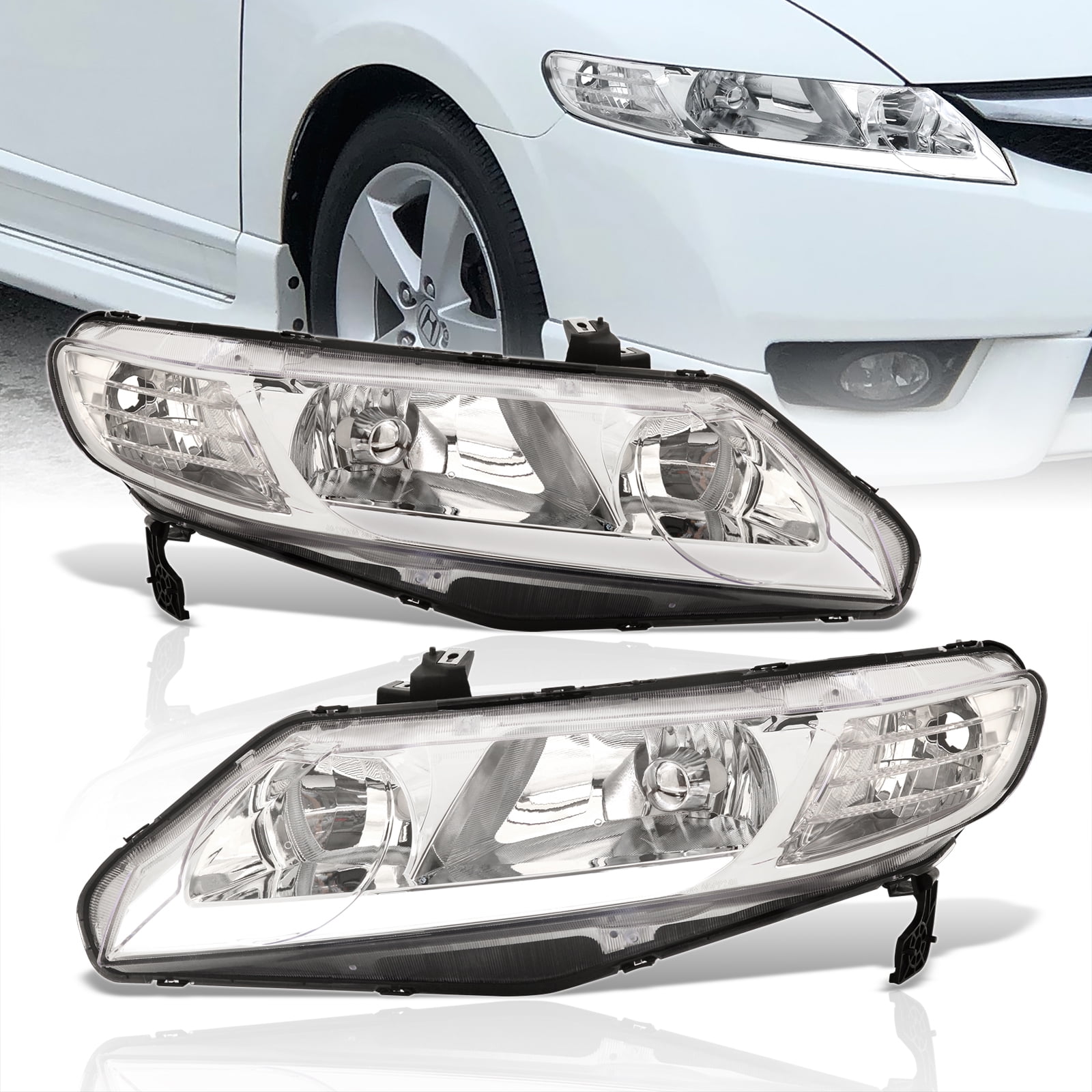 Black Fits 2006-2011 Honda Civic 2Dr Coupe LED Halo Projector