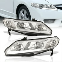 AJP Distributors Chrome Housing Clear Lens Corner LED DRL Driving Headlights Bumper Turn Signal Lamps Assembly Set Compatible/Replacement For Honda Civic FA JDM 4DR Sedan 2006 2007 2008 2009 2010 2011