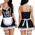 thumbnail image 4 of Conjunto de lencería Maid Dress Cosplay Set Hot Exotic Lace Strap Babydoll Lencería Hugtrwg para mujer Negro T M, 4 of 9