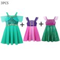 thumbnail image 3 of Vestidos informales sin mangas para niña, ropa de fiesta de princesa para niña de 2 a 8 años, Vestidos diarios elegantes en contraste, 3 piezas, verano 2024, 3 of 5