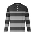 thumbnail image 4 of LMOIPLI Men's Long Sleeve Striped Shirts Button Down Collared Casual Work Golf Shirts Fashion Pullover Tee Tops Gray XXXL, 4 of 5