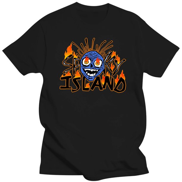 Spooky Island Slim Camisa negra con capucha para hombres y mujeres de tamaño completo