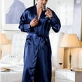 thumbnail image 3 of UKLASQMA Robe de Pyjama à Lacets pour Hommes, Manches Longues Décontractées Unies avec Poche pour le Confort à la Maison, Marine 2TG, 3 of 5
