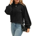 thumbnail image 2 of Suéter de Punto de Cuello Redondo para Mujer, Larga, con Lazo en la Espalda Negro M, 2 of 10
