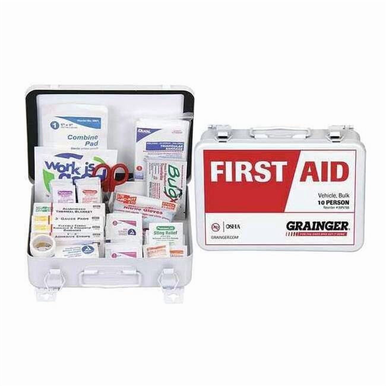 First Aid Kit and Housing, Metal 80 Components, 10 People Served 54553