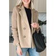 thumbnail image 1 of Women's Spring Wool Blend Double-Breasted Coat Solid Color Regular Fit Long Sleeve Suit Jacket Brown, 1 of 6