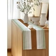 thumbnail image 5 of Table Runner 120 Inches Long for Kitchen Dining, Sage Green Farmhouse Dresser Scarf Farmhouse, Dining Table Decorations for Wedding/Parties, Green Brown Striped 13 x 120 In, 5 of 9