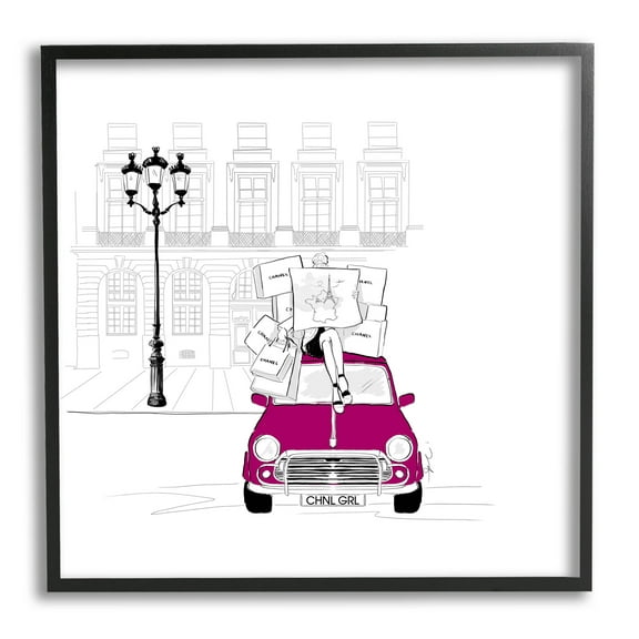 Stupell Industries Fashion Brand Shopping Town Graphic Art Black Framed Art Print Wall Art, Design by Alison Petrie