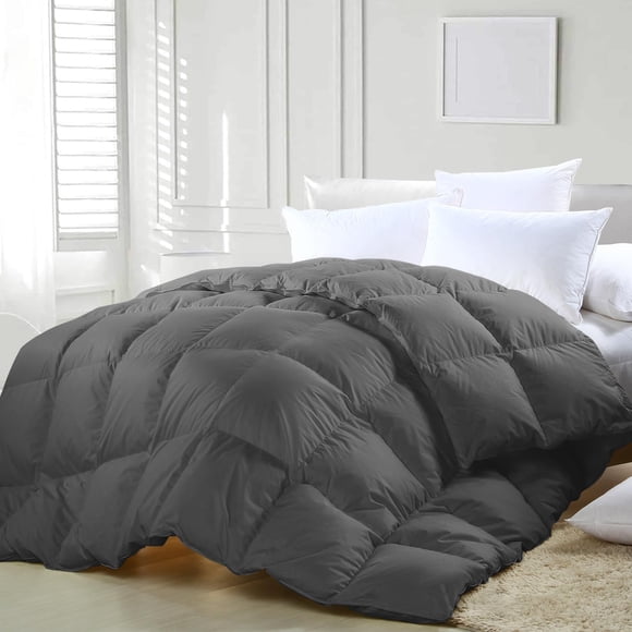 zzlamb Couette Légère en Duvet de Plumes Grise, Insert de Couette en Duvet Chaud pour Toutes les Saisons pour Lit Grand, Housse de Couette en Coquille Mélange de Coton Durable et Respirante, Anti-Duvet avec Pattes d'Angle, Format Grand 90 Pieds'x90 Pieds' Gris