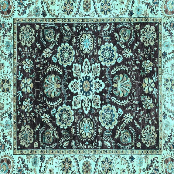 Ahgly Company Indoor Square Abstract Light Blue Modern Area Rugs, 6' Square