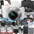 thumbnail image 1 of Sony Alpha ZV-E10 Mirrorless Vlog Camera With 16-50mm Lens + 2 Pack 64GB Memory Card + Flash + Tripod + Case + A-Cell Mobility Accessory Bundle (White), 1 of 1