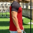 thumbnail image 6 of Timoontee Men's Casual Solid-Color Round-Neck Pullover T-shirt Short-Sleeve Top Blouses Shirts Red XL, 6 of 7