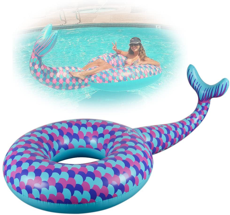 Cute Mermaid Tail Pool Float Happytime 30 Inches Cute Mermaid Inflatable Pool Float Swimming Ring Summer Party Beach Lounge Lilos for Kids 