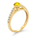 thumbnail image 3 of Gem Stone King 10K Yellow Gold Yellow Sapphire and White Lab Grown Diamond Engagement Ring for Women (0.34 Cttw, Gemstone September Birthstone, Round 3.5MM, Size 9), 3 of 4