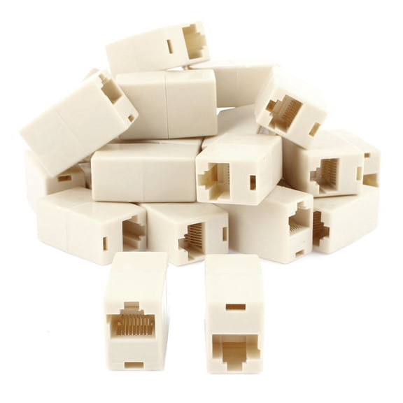 Cat5 RJ45 Ethernet LAN Network Cable Extender Joiner Adapter Coupler Beige 30pcs