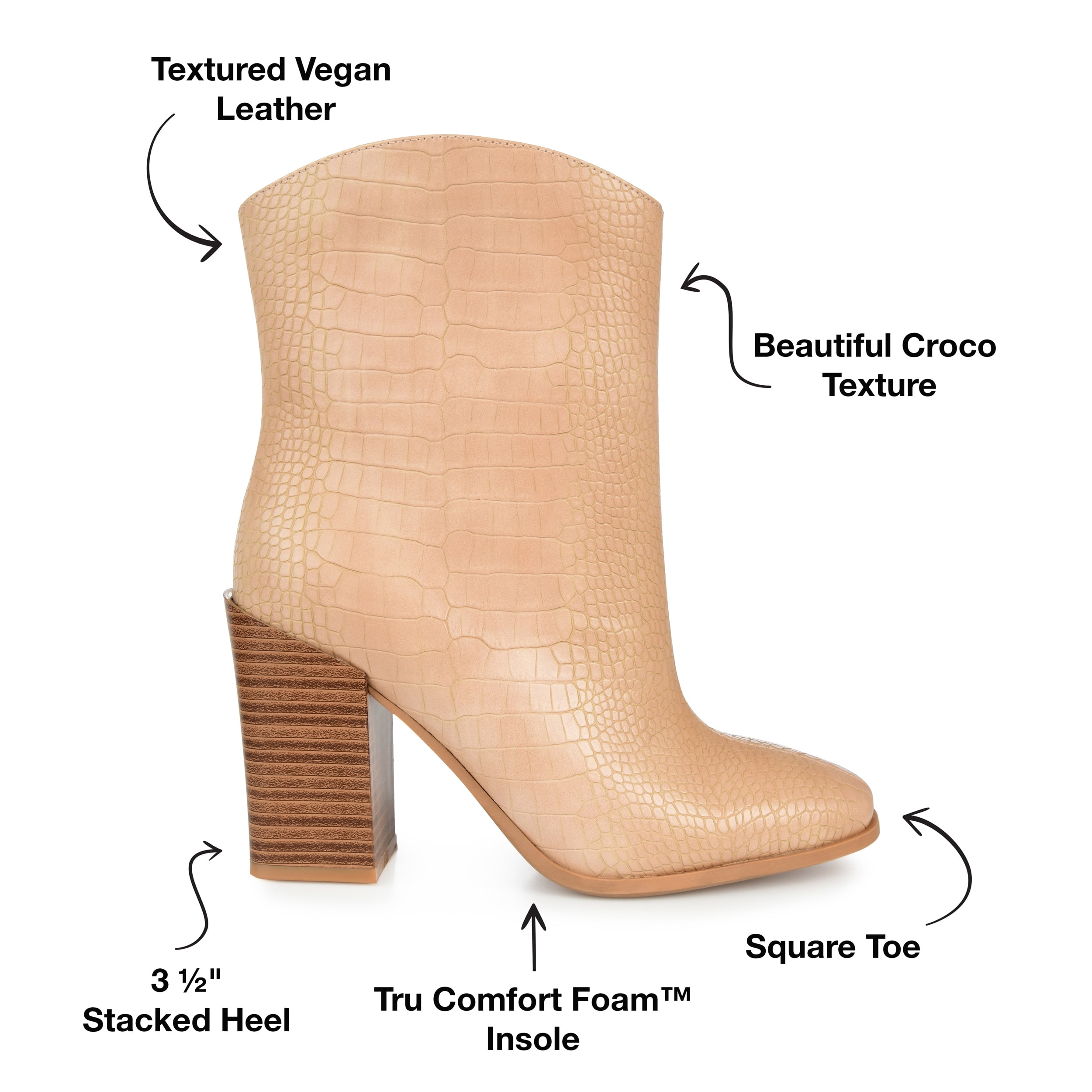 Journee Womens Brekinn Pull On Stacked Heel Booties