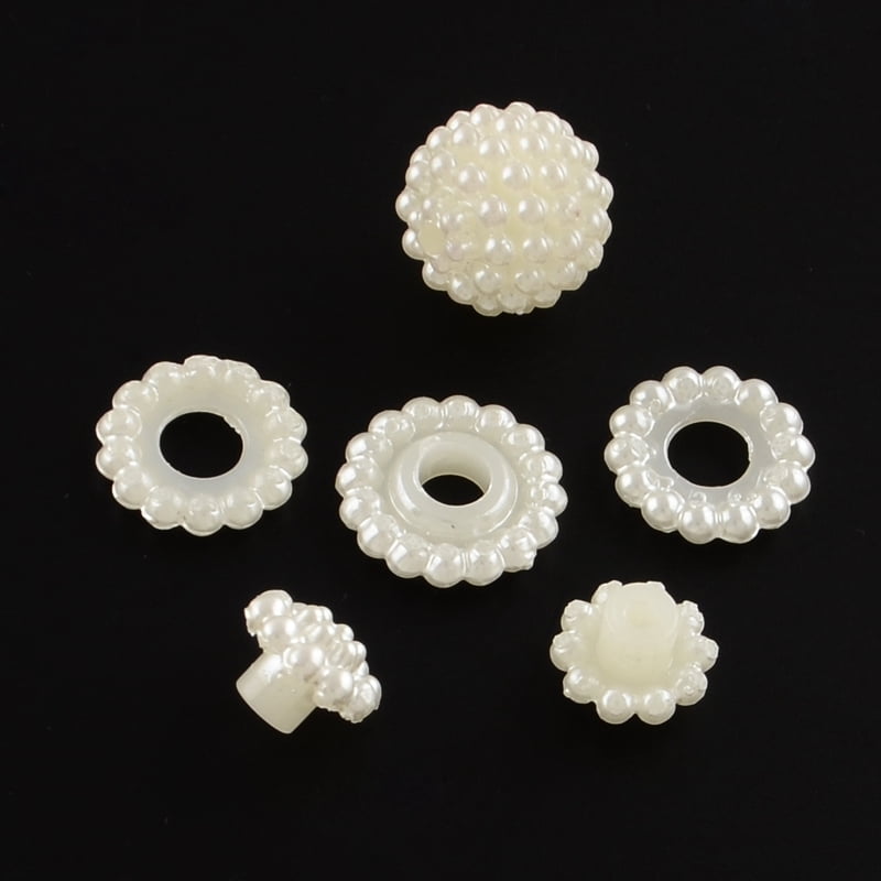 Acrylic Imitation Pearl Beads Berry Beads Round Combined Beads Creamy White 12mm Hole: 1.5mm 830pcs/500g