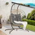 thumbnail image 5 of Double Egg Chair with Stand, Indoor Outdoor Hanging Wicker Rattan Patio Basket Swing Chair, Handwoven UV & Rust Resistant Iron Frame with Water Resistant Cushion,600 lbs Capacity, 5 of 5
