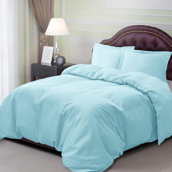3 Piece Duvet Cover and Sham Set - Premium 1500 Brushed Microfiber - Easy Care, Wrinkle Resistant King/Cali King, Aqua