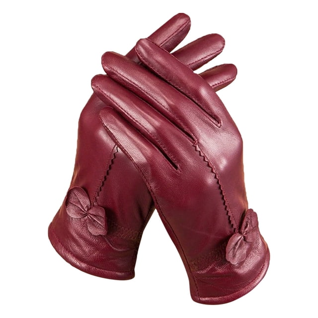 YOUSNH Gants d'Hiver pour Femmes à Écran Tactile Doublés Chauds en Cuir Mitaines Imperméables Gants pour Femmes Rouge Taille Unique