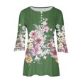 thumbnail image 4 of Camisetas con Cuello en V Mujeres Moda Impresa 3/4 Mangas Blusa, Top Cómodo Casual para el Hogar Y Diario, 4 of 4