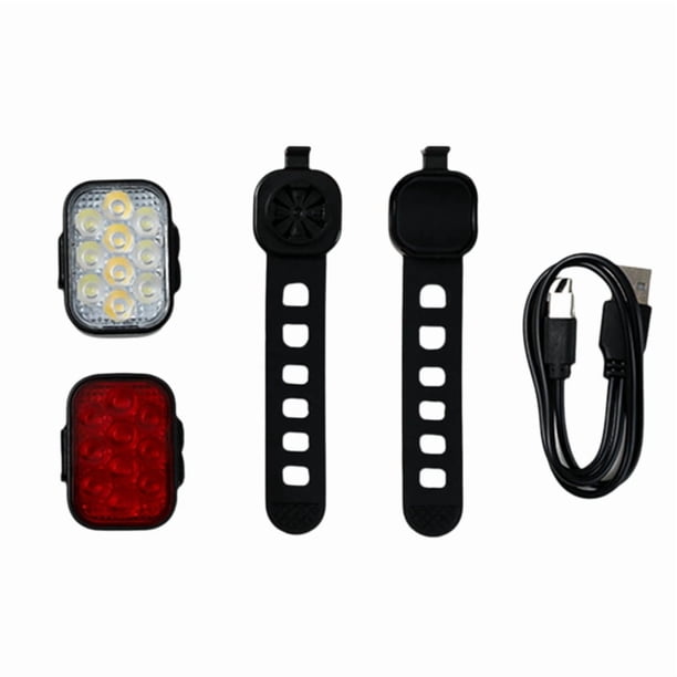 Juego de Luces para Bicicleta, Delanteras y Traseras, Carga USB, para Casco de Montaña, Luz Delantera y Trasera para Bicicleta de Carretera