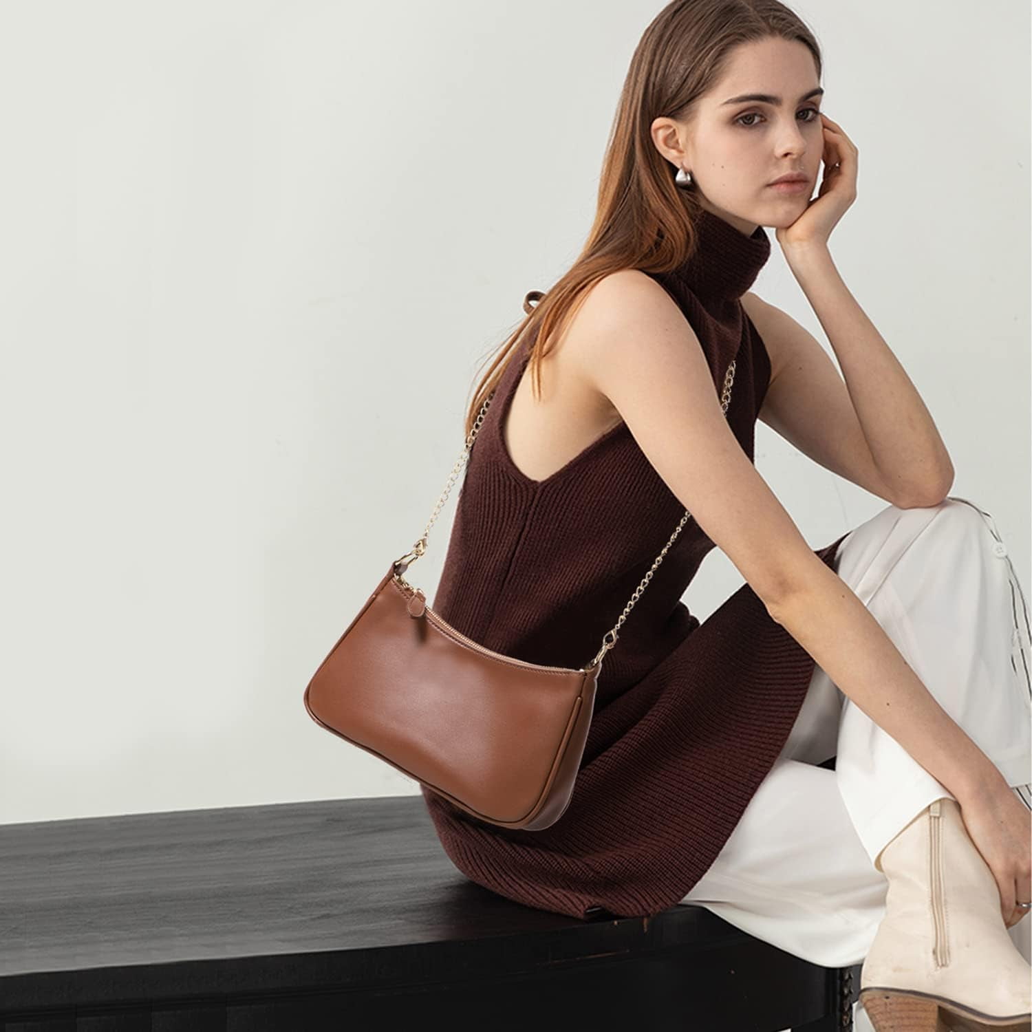 Clutch Tote Handbags with 2 Removable Straps and Zipper Closure Crossbody Bags Shoulder Purse Handbag for Women