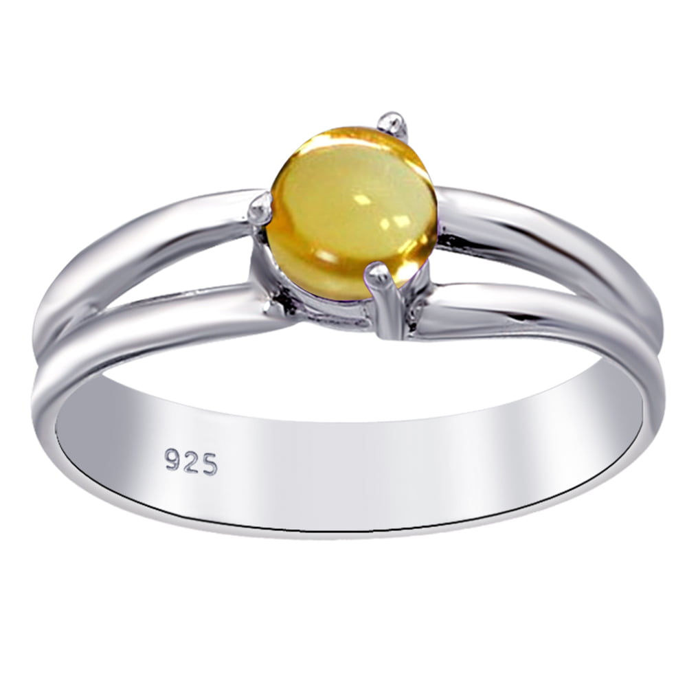 Details about  / 925 Sterling Silver Ring Citrine Natural Solitaire Gemstone