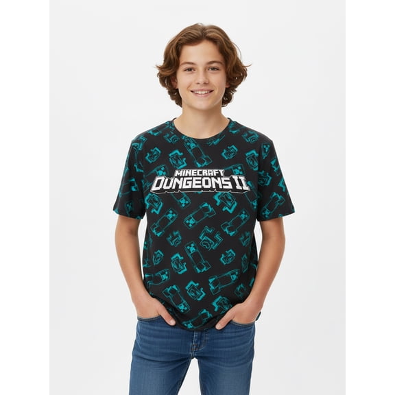 Minecraft, Boys' Relaxed Graphic T-Shirt, Dungeons II, Sizes 4-18