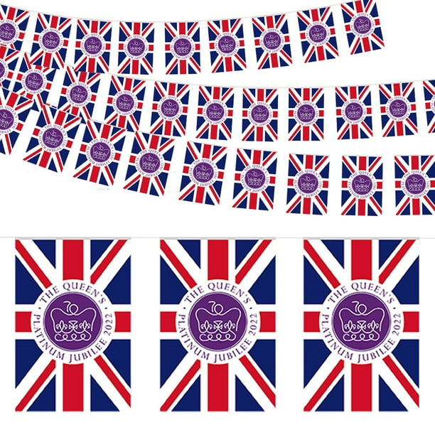 Queen's Platinum Jubilee Bunting, Platinum Jubilee Flag, 70 Years Platinum Jubilee Decorations
