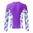 thumbnail image 2 of Doomiva Big Girls Floral Long Sleeve Zip Up Rashguard Shirts UPF 50+ Swim Top Bathing Suit Purple 8, 2 of 4