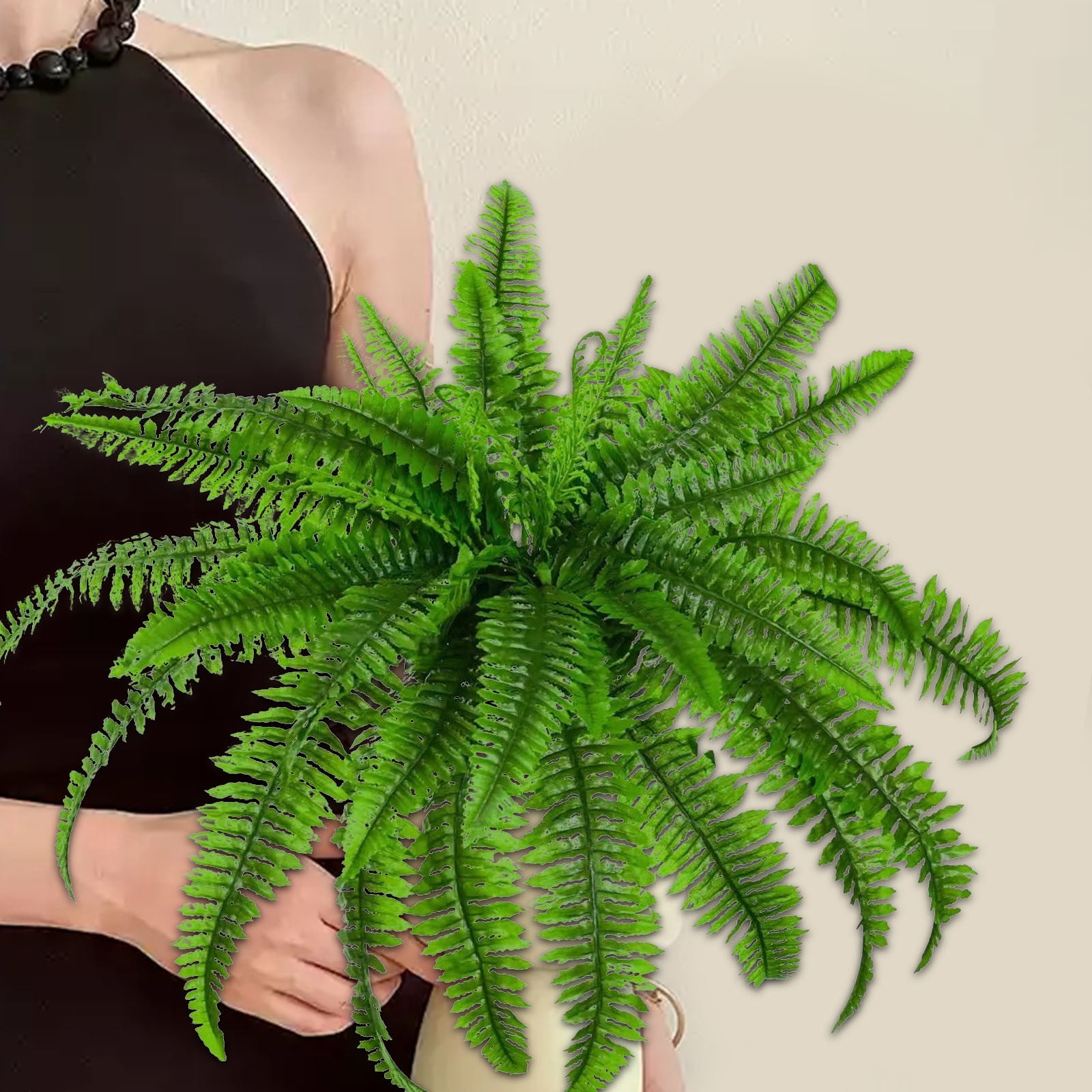 2025 New Single Silky Artificial Boston Fern 21-Leaf - Lifelike Fern Bush 23.6" for Outdoor & Indoor Decor, Large Greenery for Planters, Office, Living Room, Front Porch