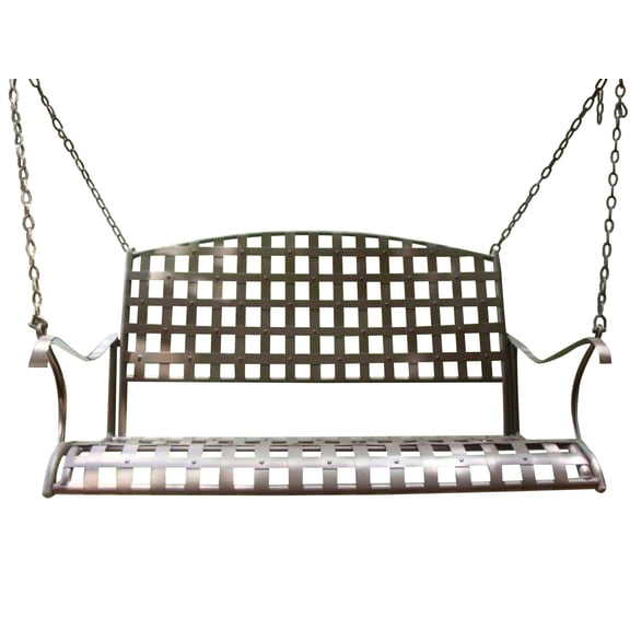 Pemberly Row Iron Hanging Patio Porch Swing in Brown