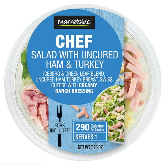Marketside Chef Salad with Uncured Ham and Turkey, 7.25 oz Bowl, Fresh