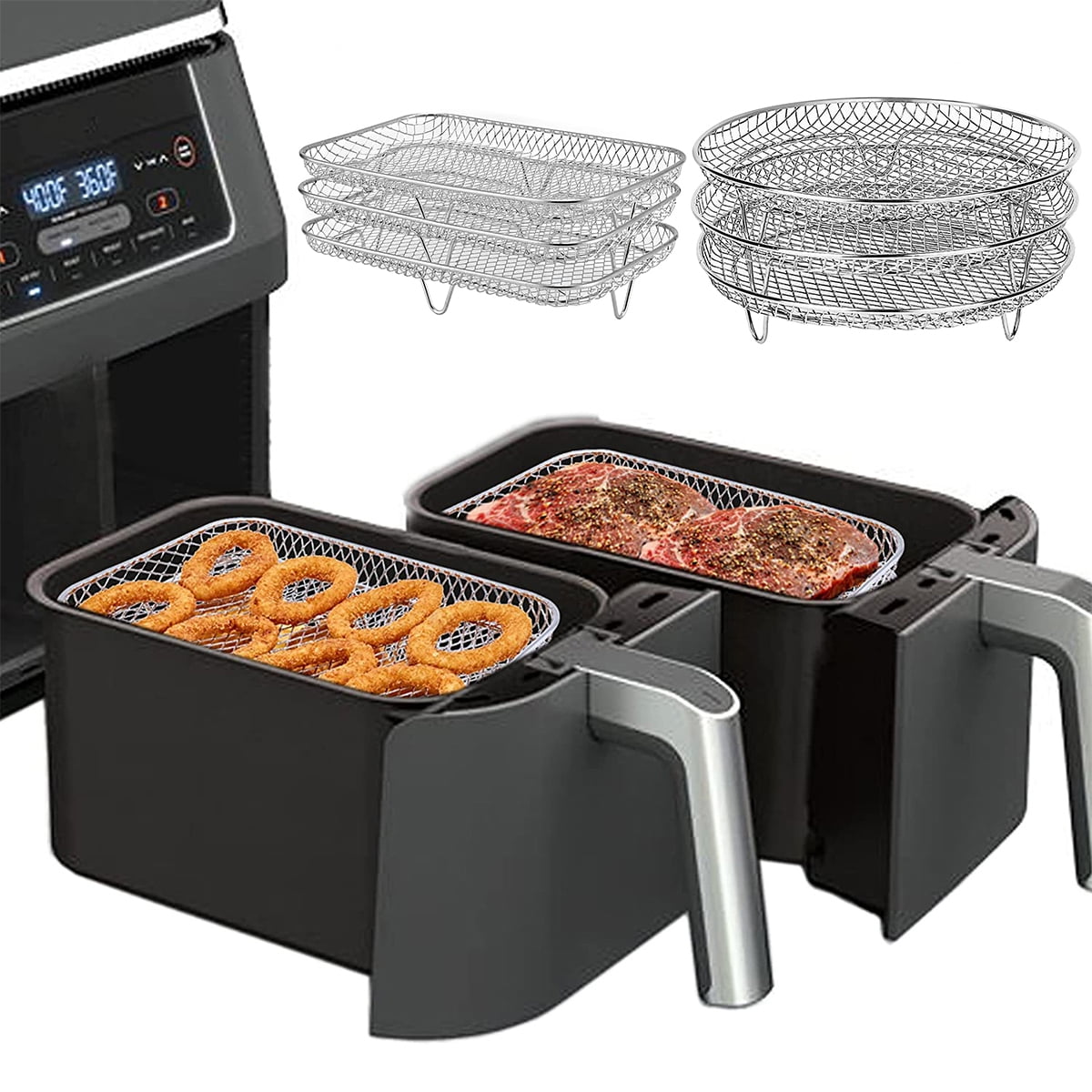 OROMYO Air Fryer Racks 304 Stainless Steel Stackable Air Fryer Racks ...