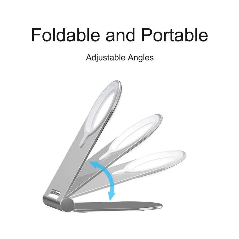 Wireless Charger Desktop Power Dock Stand - Foldable Magnetic Phone Charger Stand, MagSafe Compatible - For iPhone and Other Qi-Enabled Devices (Charger Not Included)