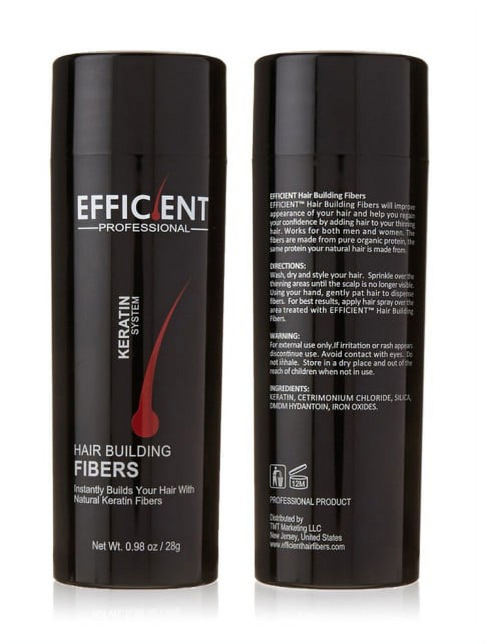 2 of EFFICIENT Keratin Hair Building Fibers, Hair Loss Concealer Net Wt. 28gm / 0.98 oz (Dark Brown) - image 2 of 2