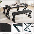 thumbnail image 3 of Dining Table Bench Set for 4, Rectangular Kitchen Table with 2 Benches, Sturdy Metal Frame Space-Saving Set for Kitchen, Dining Room, Apartment,Black, 3 of 8