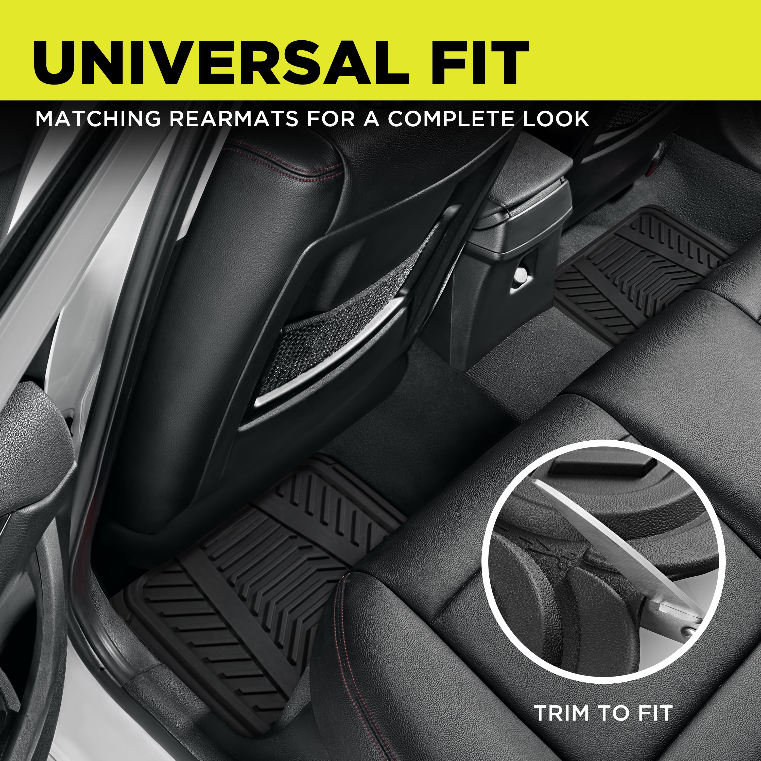 Auto Drive 4Piece Rubber Car Floor Mats Carbon Fiber Black - Universal Fit, 24WM17