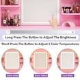 thumbnail image 3 of Homieasy Vanity Desk with LED Lighted Mirror, Makeup Desk with 5 Storage Shelves & 2 Drawers, Vanity Table, Modern Dressing Table with 3 Color Lighting Options,Pink, 3 of 7