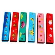 6Pcs Wooden Harmonica Plaything Children Creative Musical Toys (Random Style)