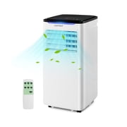 10000 BTU 3-in-1 Portable Air Conditioner, Cool Fan Dehumidifier with Remote & LED Control, 2 Fan Speeds, 24H Timer, 51dB Quiet, with Wheels & Installation Kit