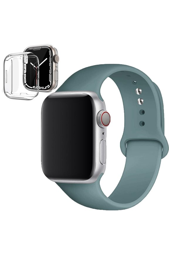 Silicone Band for Apple Watch Bands 38mm with Silicone Case,Clear Screen Protector Cover with iWatch Band Sport Replacement Wristband for Apple Watch Series 3 2 1 Strap,Cactus