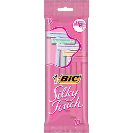 BIC Silky Touch Women's 2 Blade Disposable Razor, 10-Pack, Assorted Colors